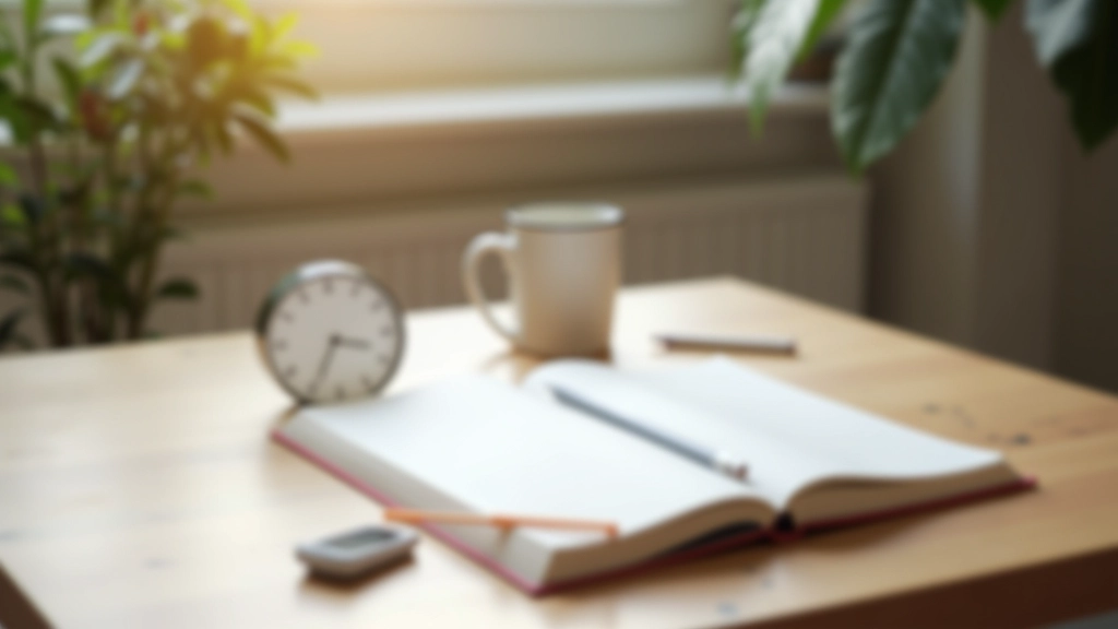 Workspace setup showing timer, notebook, and organized desk environment for focused work