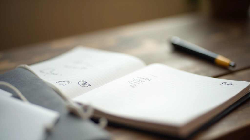 Daily focus tracking notebook with checkmarks and simple notation system