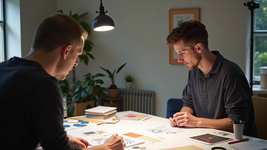 Workspace design planning session with focus elements