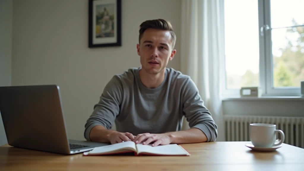 Modern workspace with focused professional at minimalist desk setup